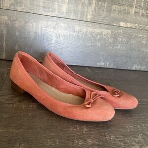Eram Coral Suede Ballet Flats EU 38 Bow Shimmer Low Heel Size 7.5 Whimsical